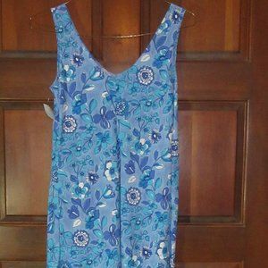 GAS CO New Blue Floral Polyester Silky Midi Dress